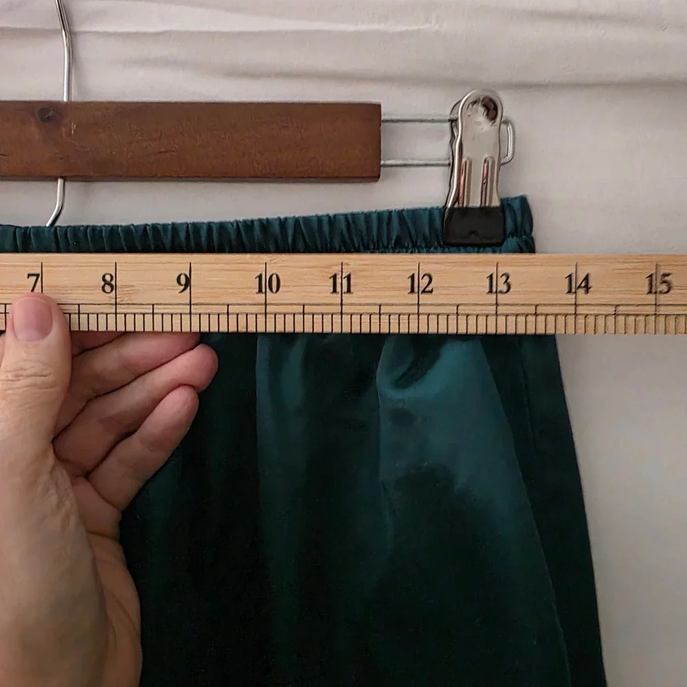 Victoria's Secret VTG Gold Label Emerald Green Satin‎ 3pc Pajama Robe Set Small